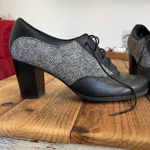 Tweed Clarks Shoes Oxford Round Toe